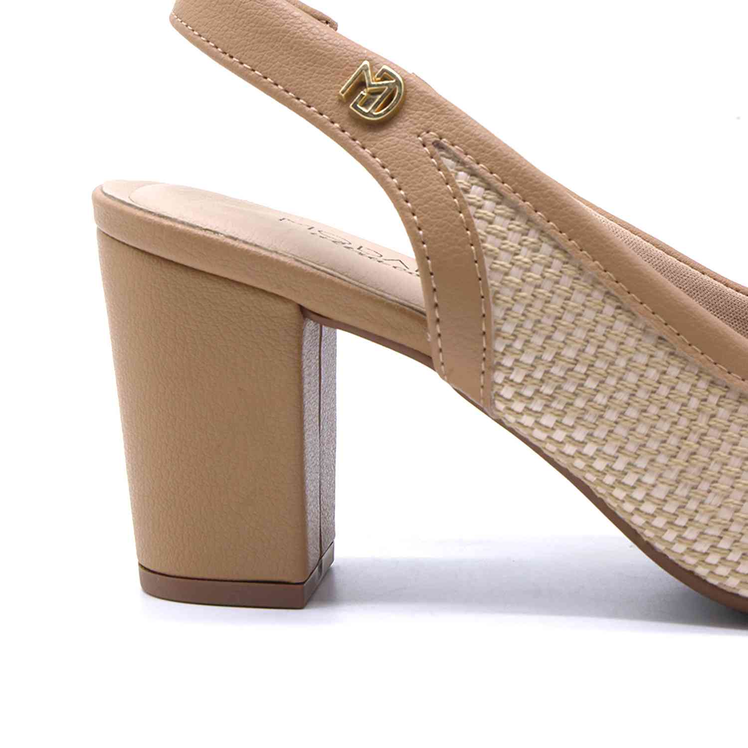 Br Beige Intertwined Block-Heel Slingbacks
