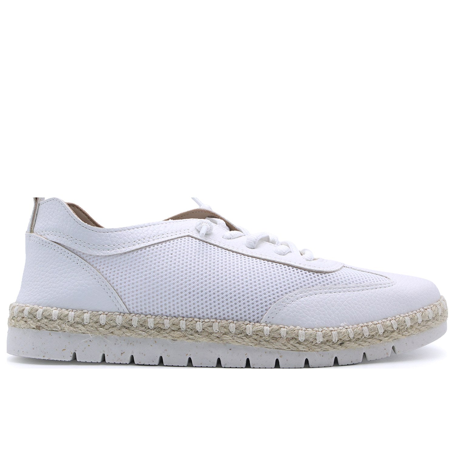 BR Comfy White Lace-up Espadrilles
