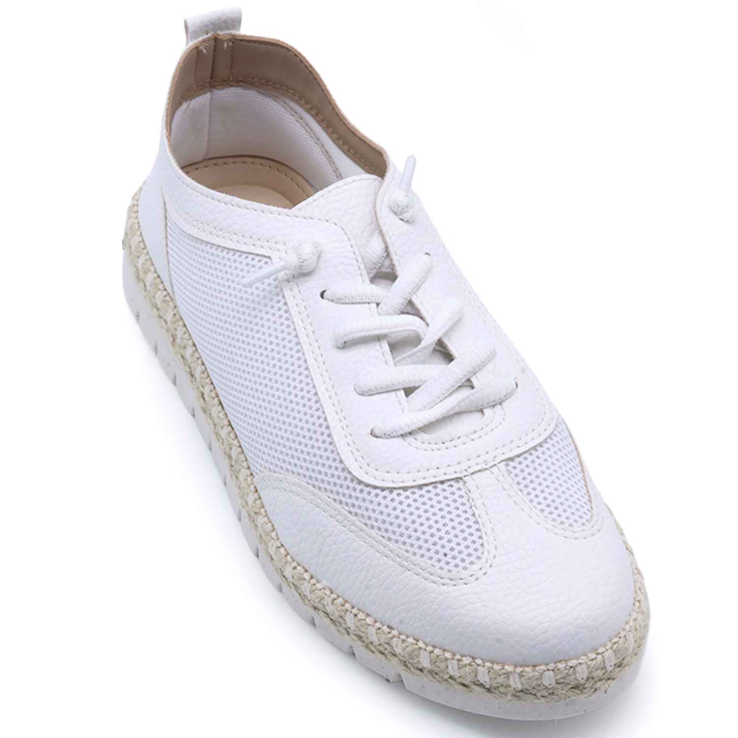 BR Comfy White Lace-up Espadrilles