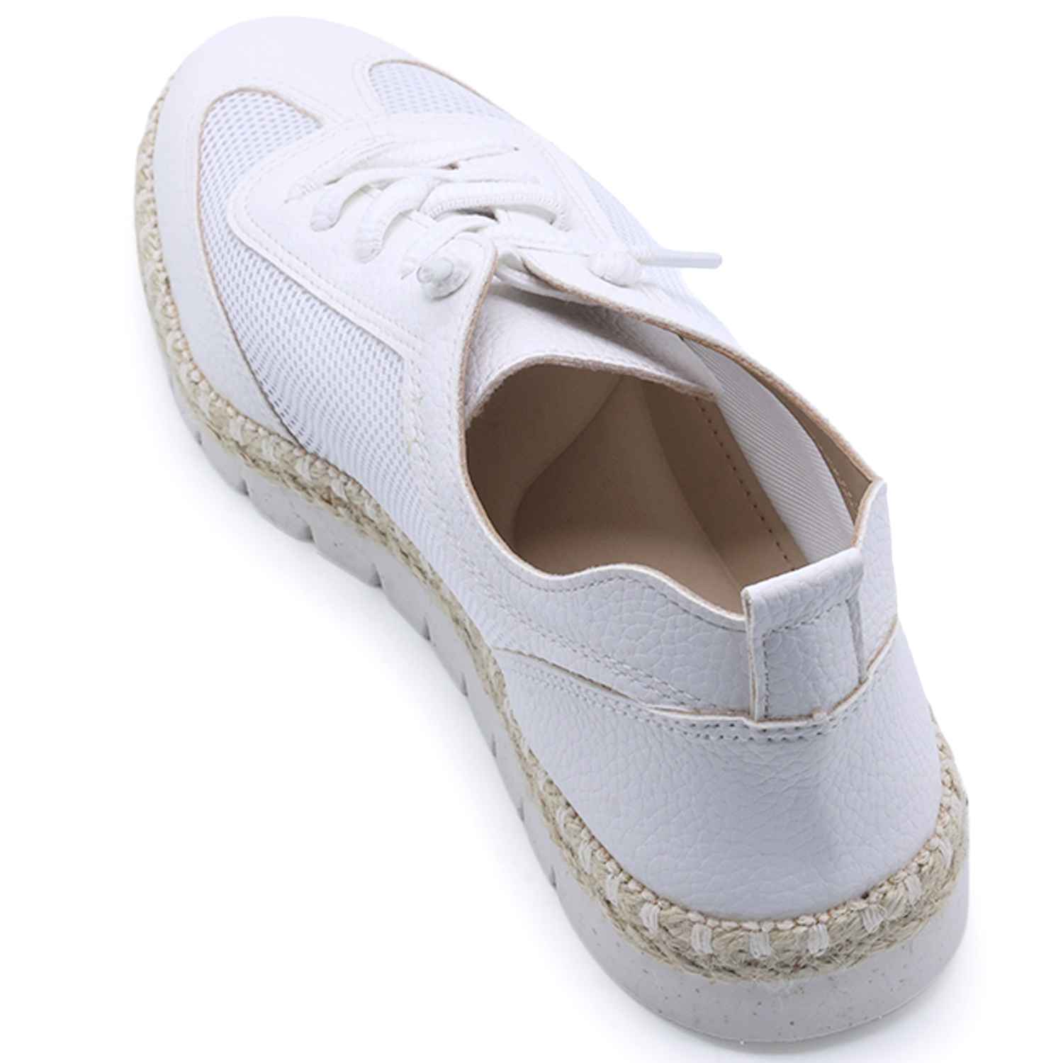 BR Comfy White Lace-up Espadrilles