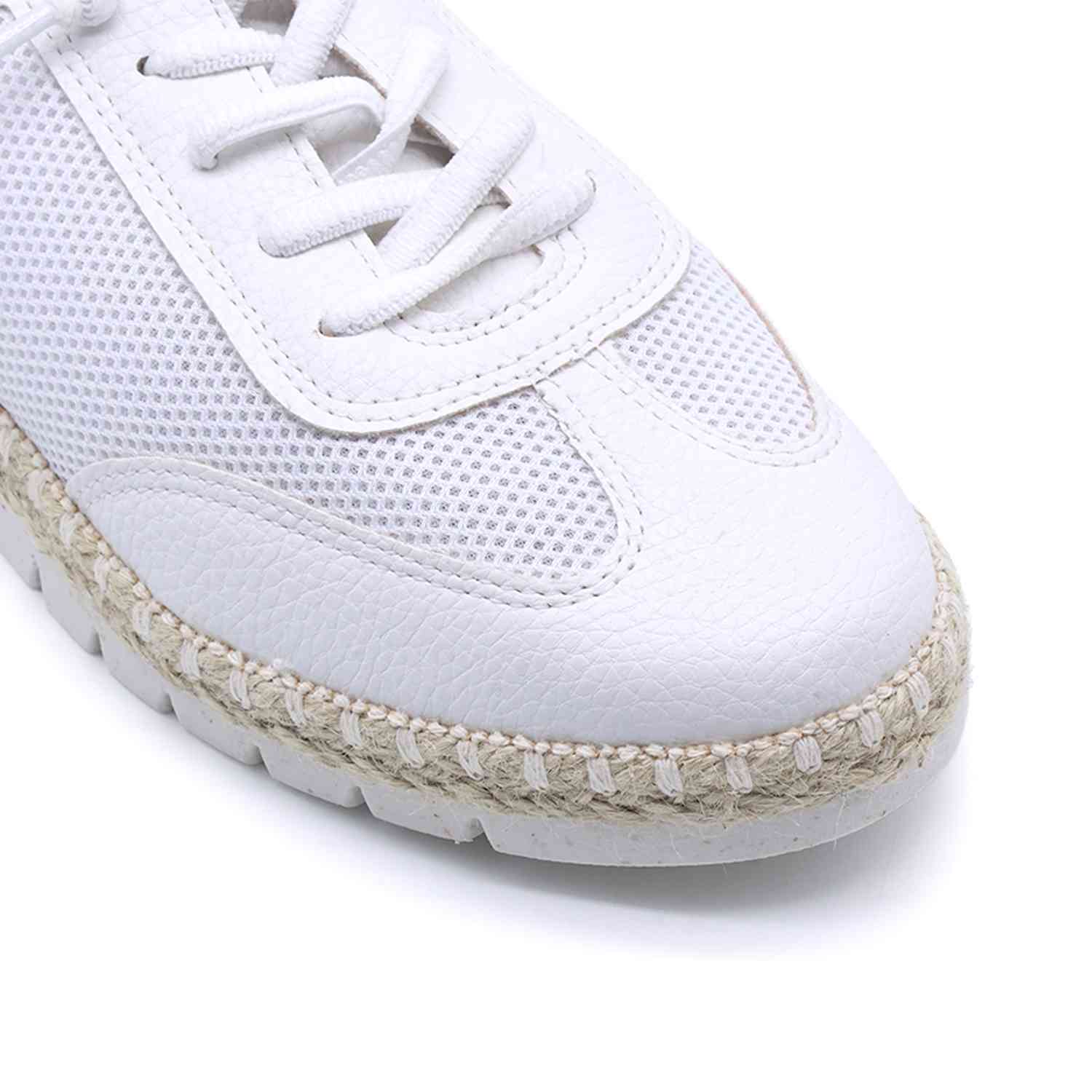 BR Comfy White Lace-up Espadrilles