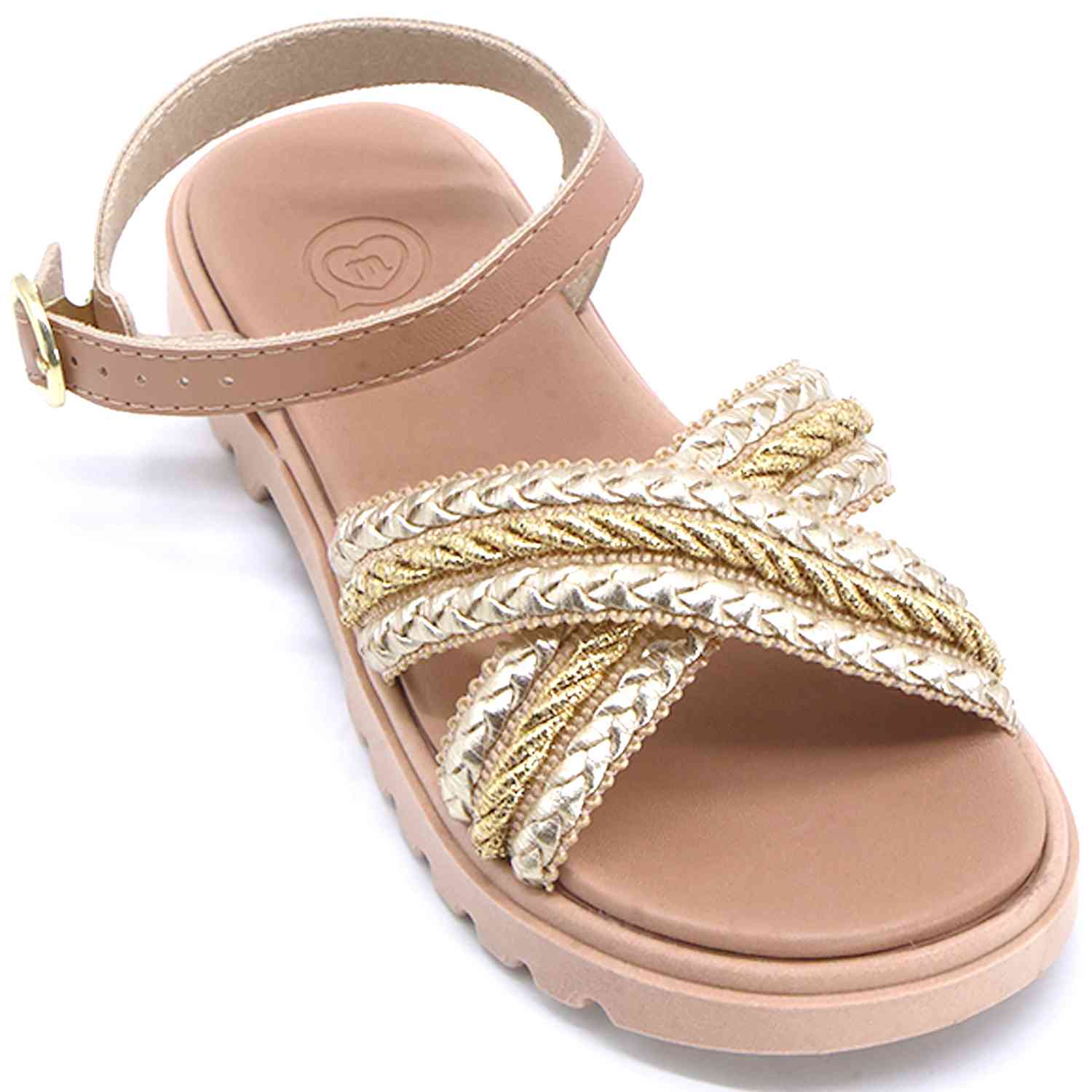 BR Gold Weave Crossover Sandals