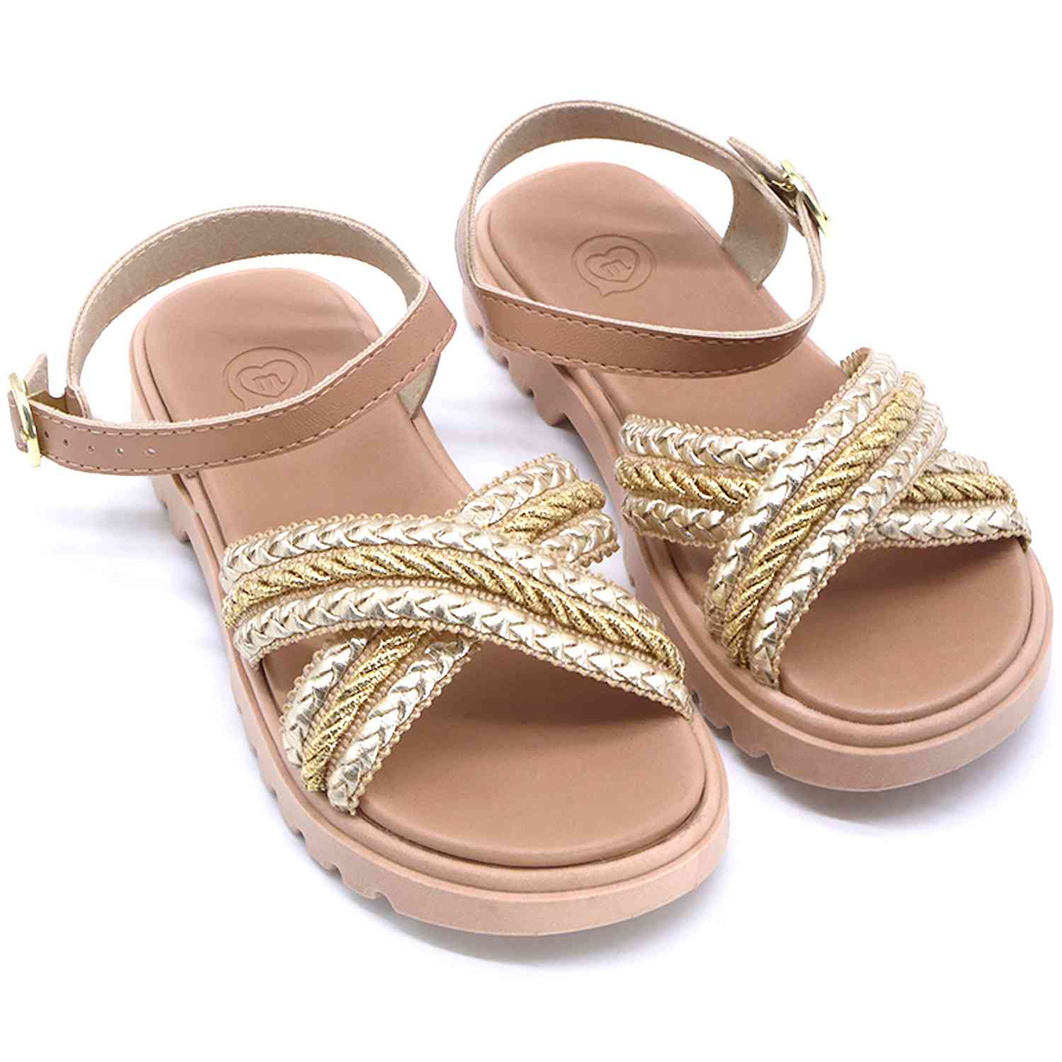 BR Gold Weave Crossover Sandals