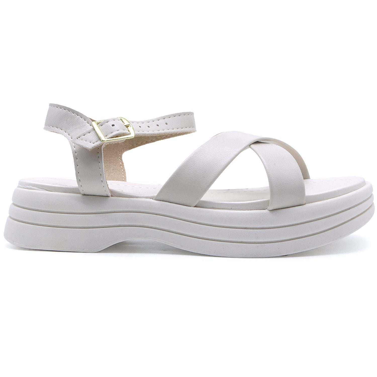 BR Chunky White Crossover Sandals