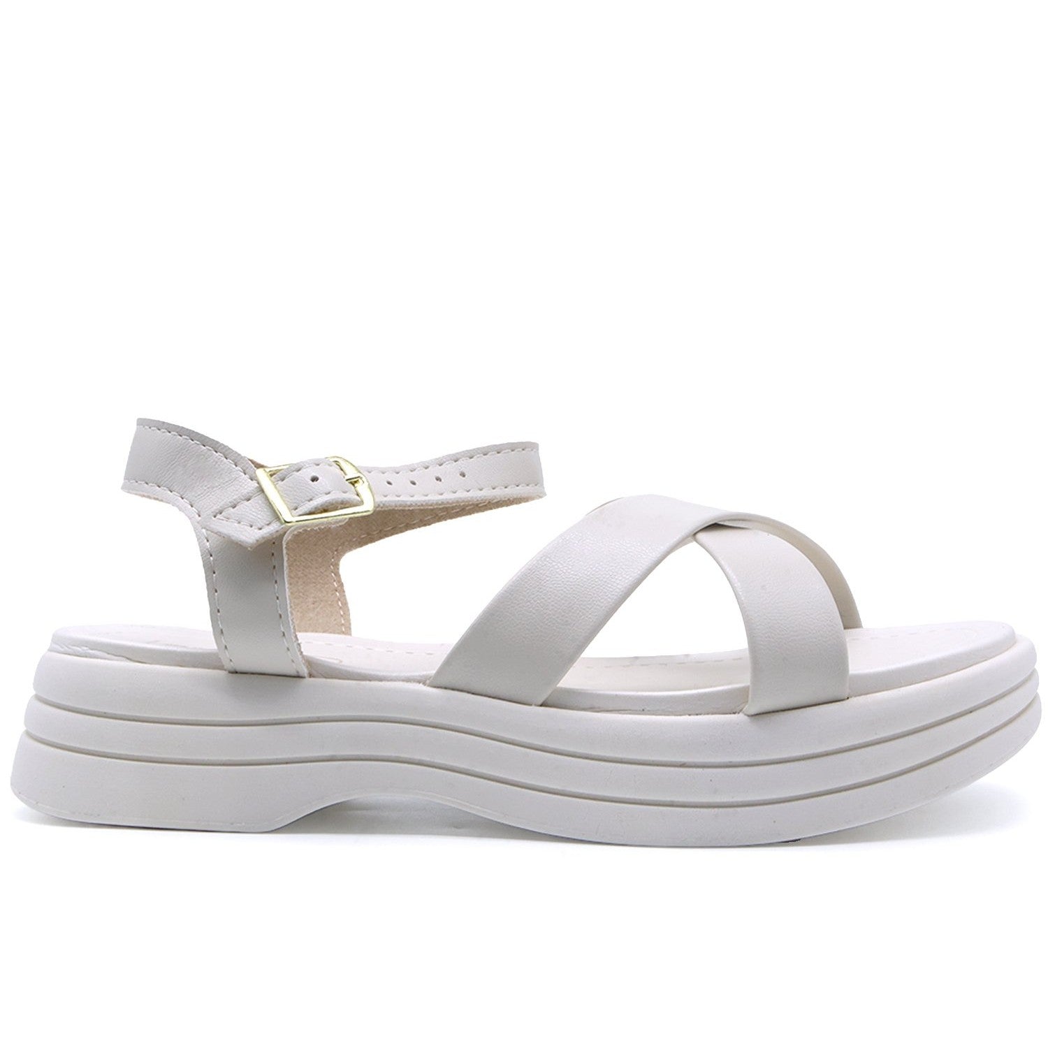 BR Chunky White Crossover Sandals