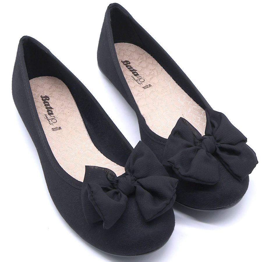 BR Black Suede Bowed Ballerinas