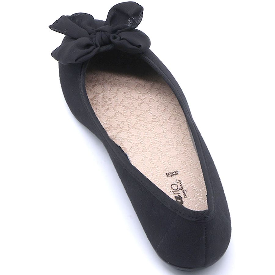 BR Black Suede Bowed Ballerinas
