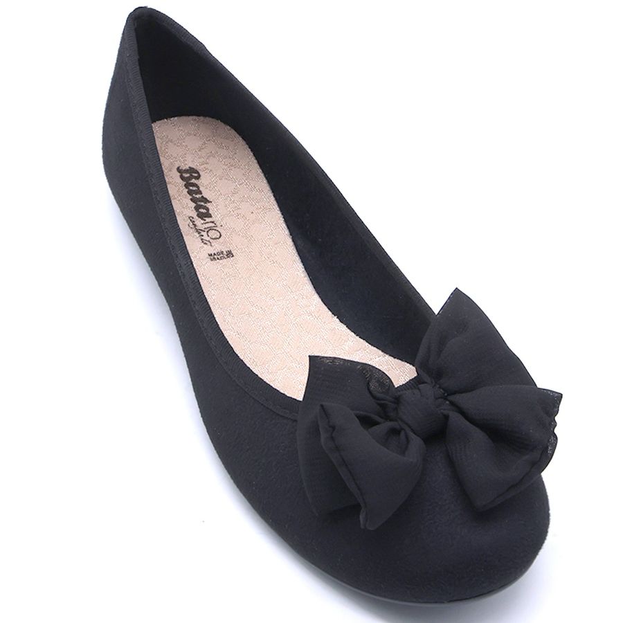 BR Black Suede Bowed Ballerinas