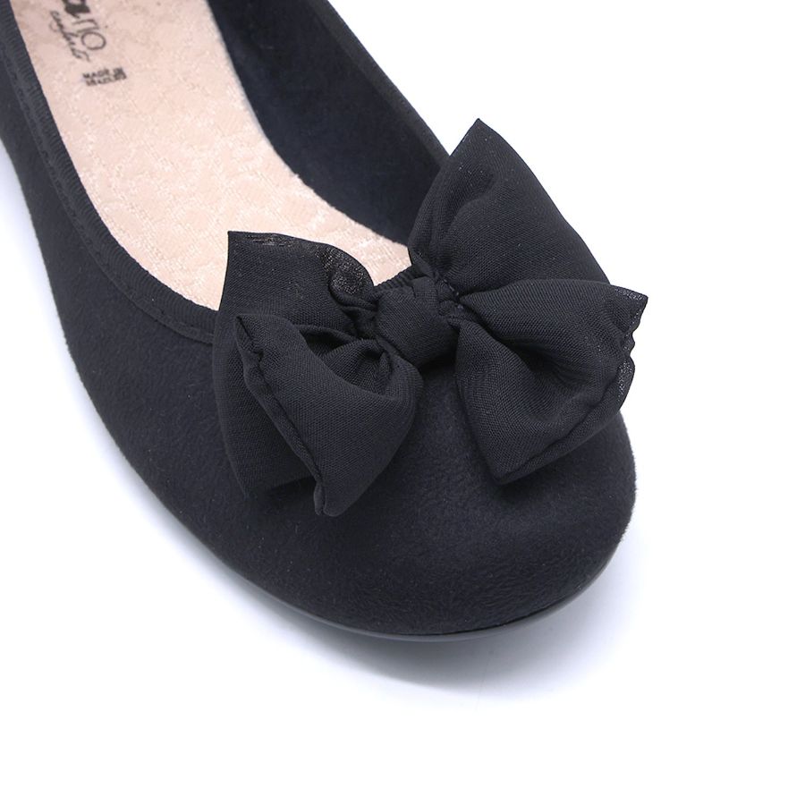 BR Black Suede Bowed Ballerinas