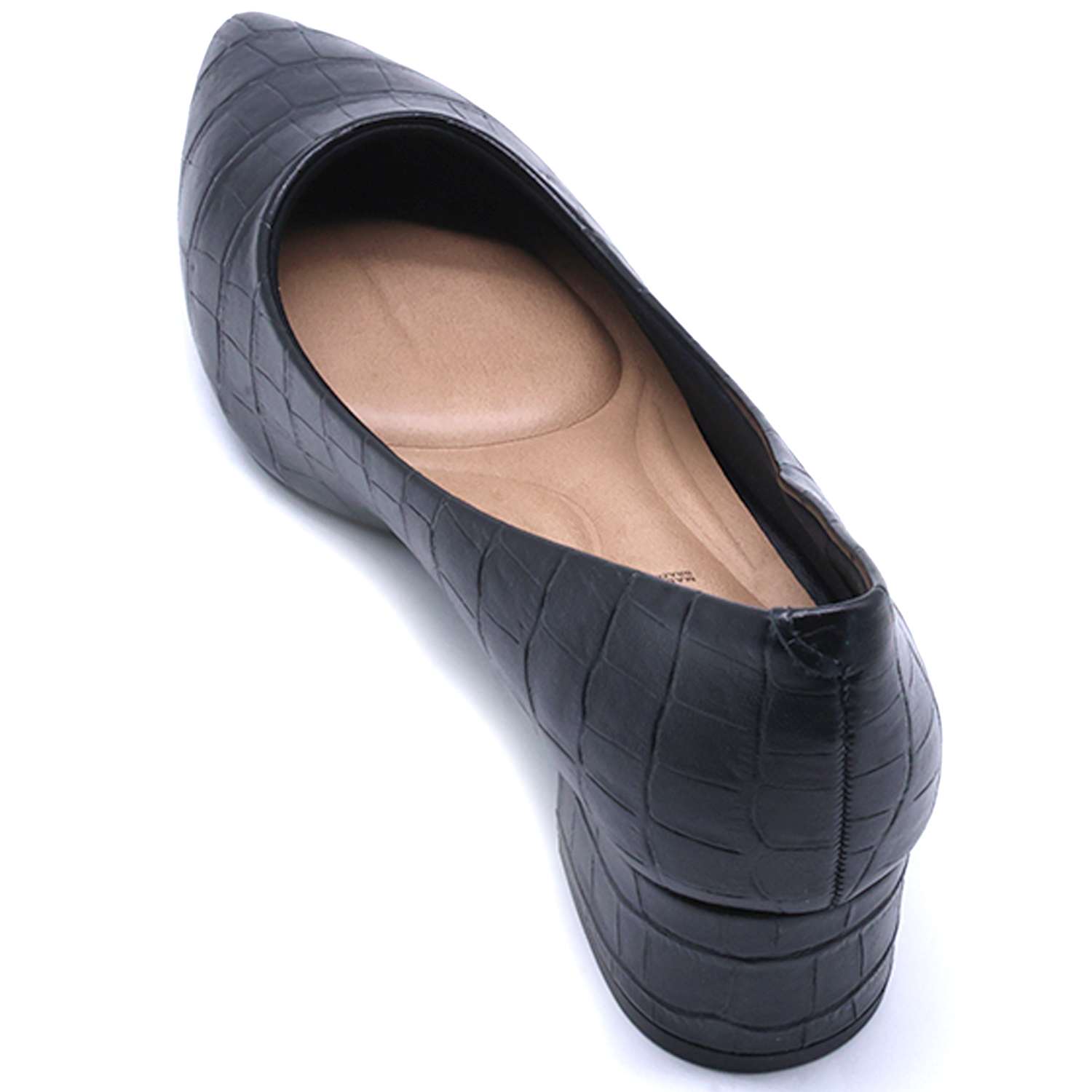 BR Black Croc Block-Heel Pumps