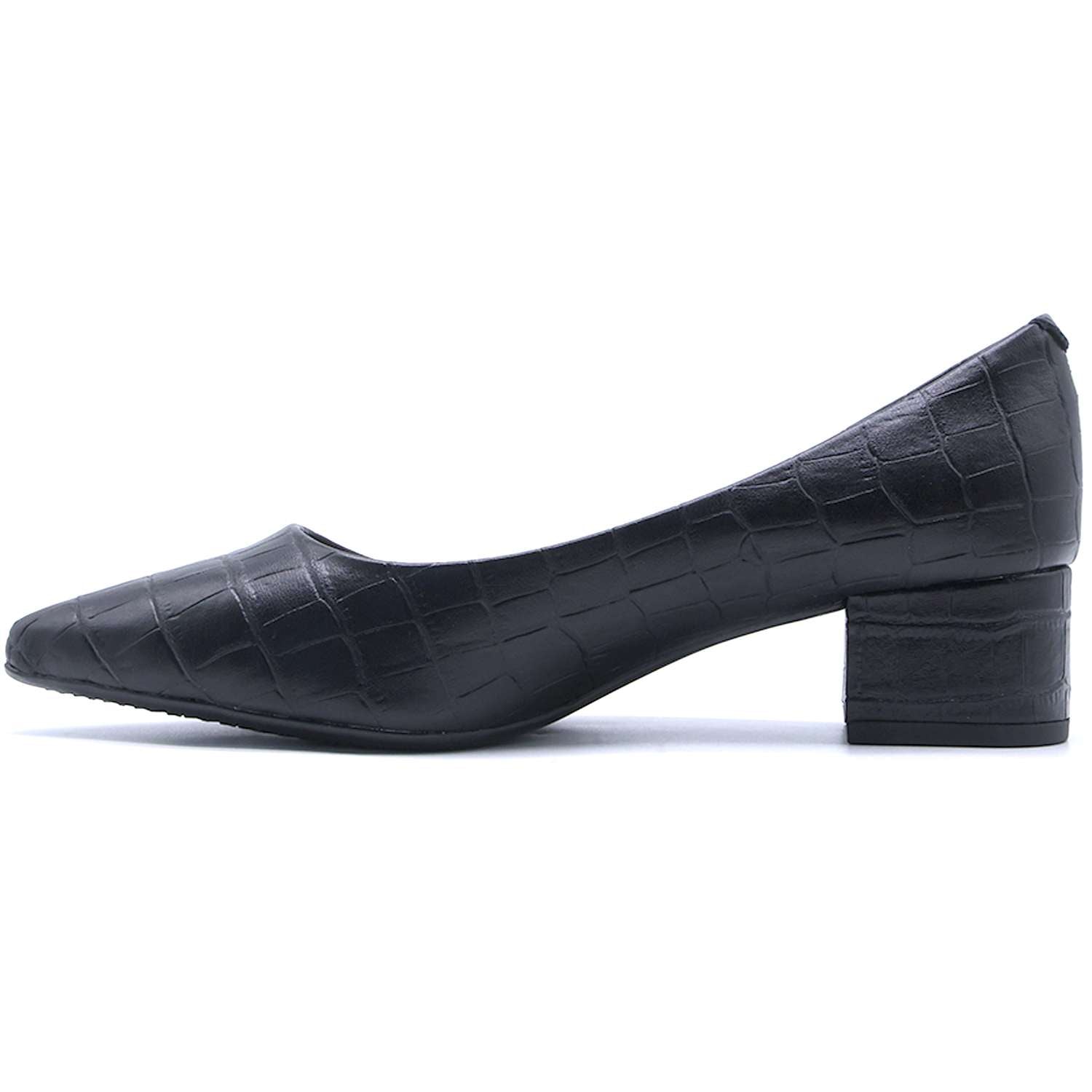 BR Black Croc Block-Heel Pumps