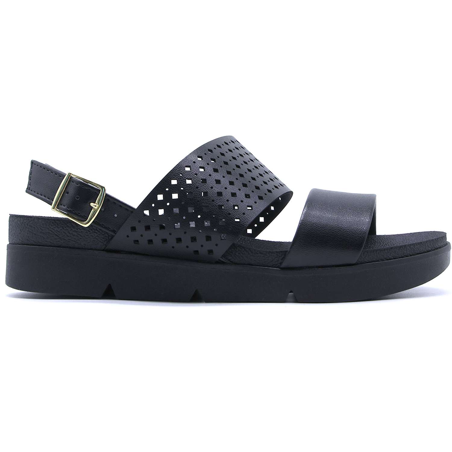 BR DBL STRAP BLACK SANDALS