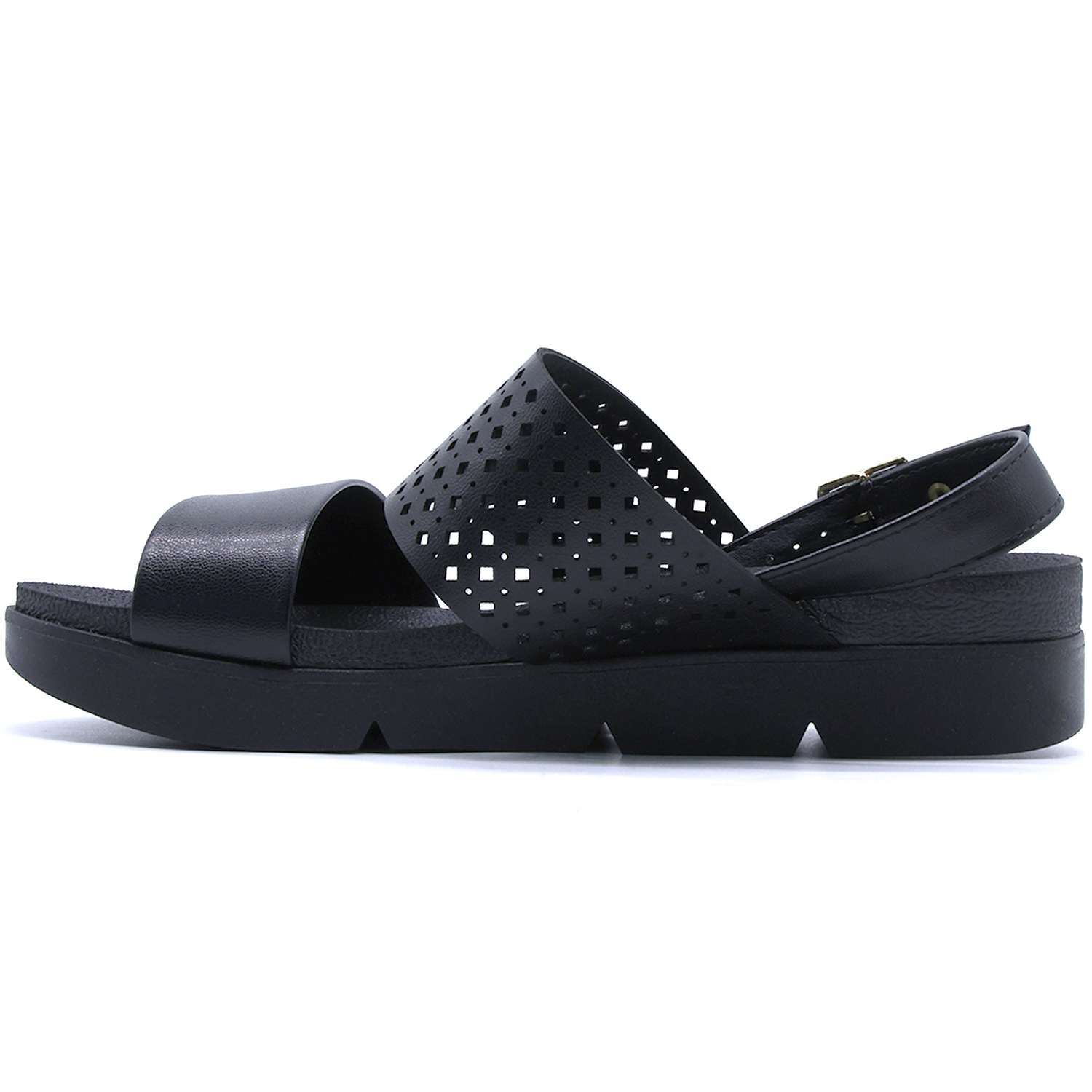 BR DBL STRAP BLACK SANDALS