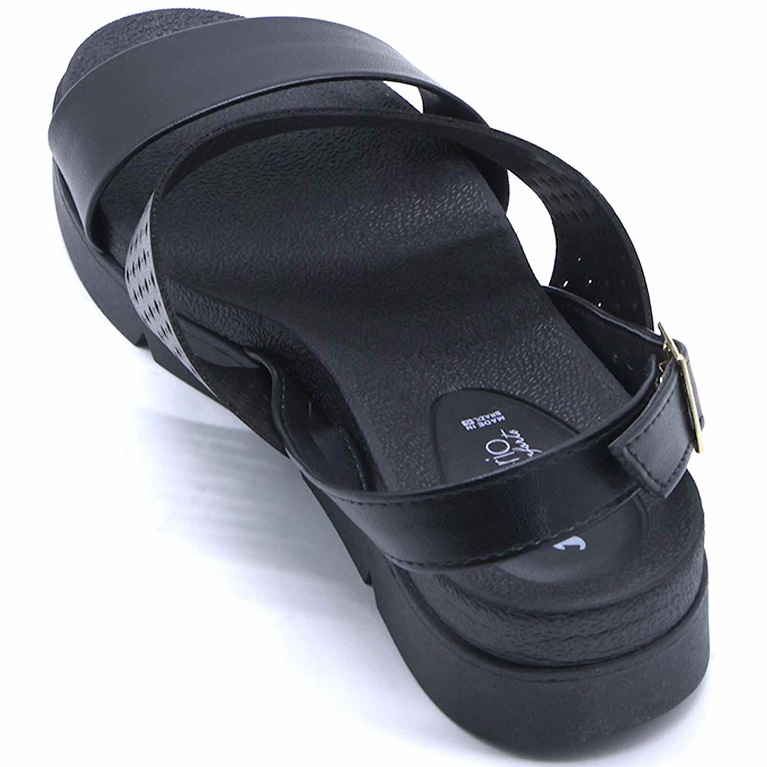 BR DBL STRAP BLACK SANDALS