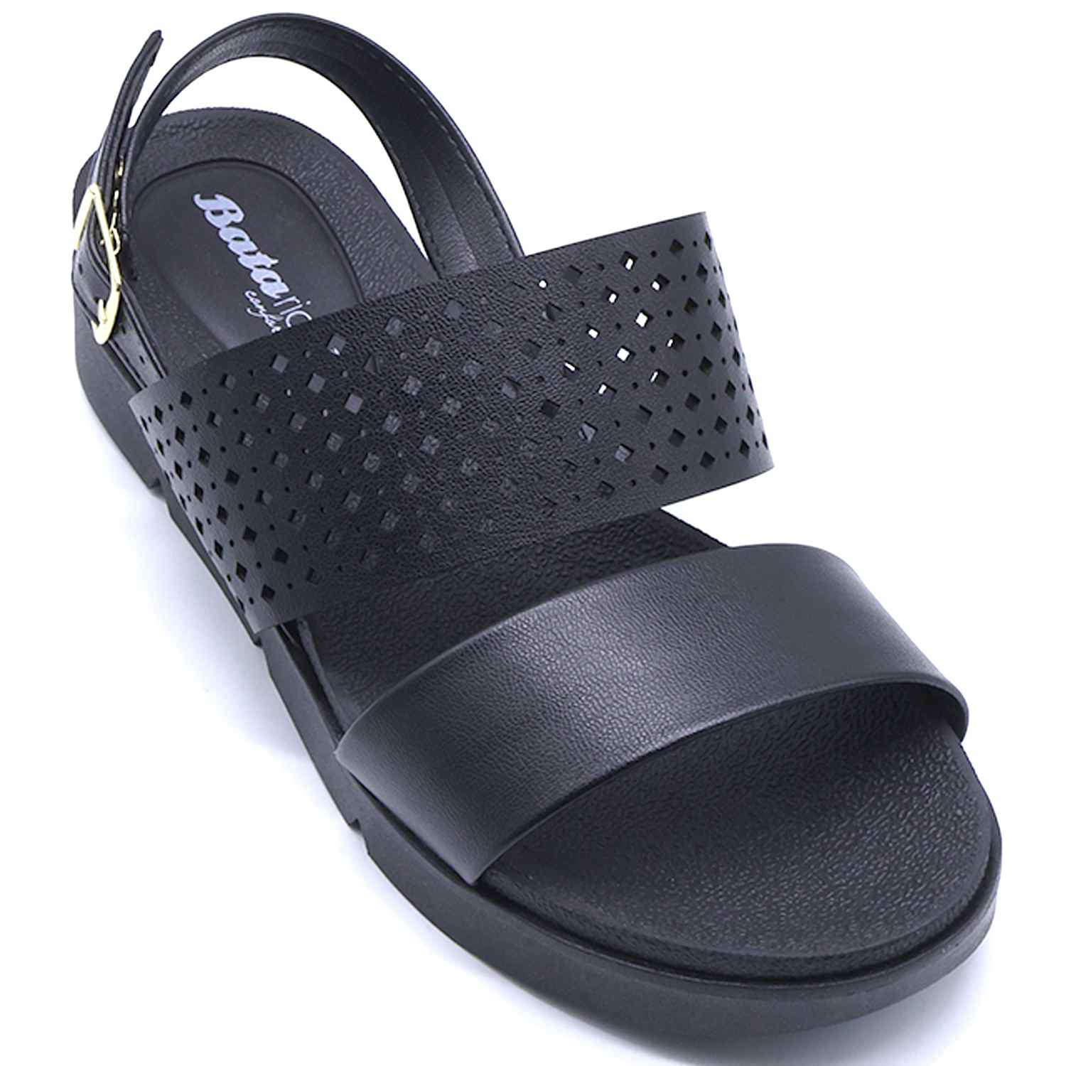 BR DBL STRAP BLACK SANDALS