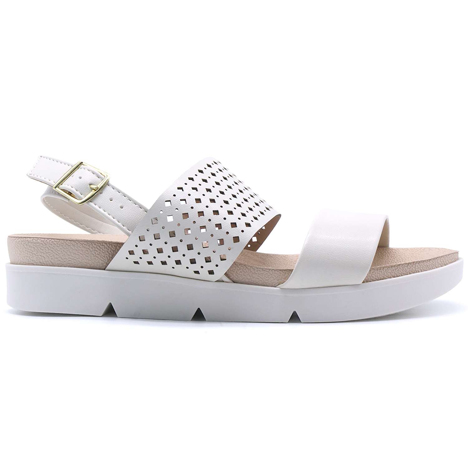 BR DBL STRAP WHITE SANDALS