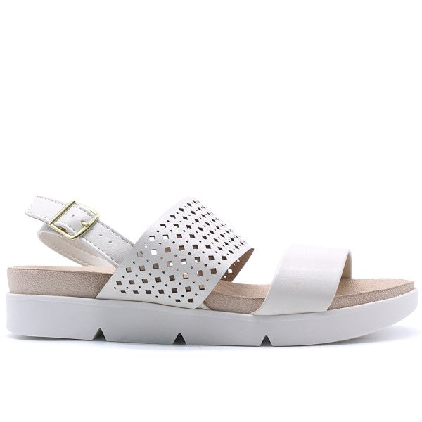 BR DBL STRAP WHITE SANDALS