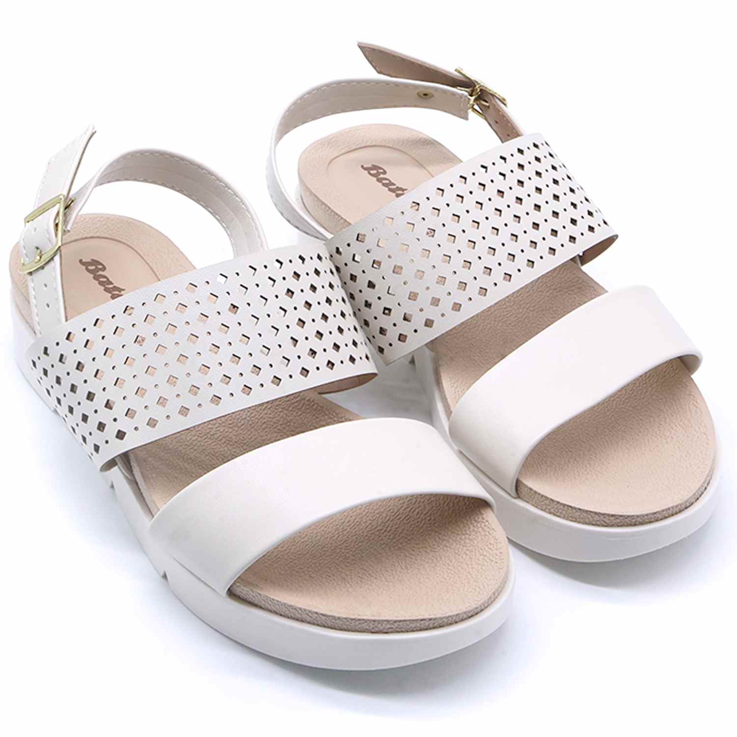 BR DBL STRAP WHITE SANDALS