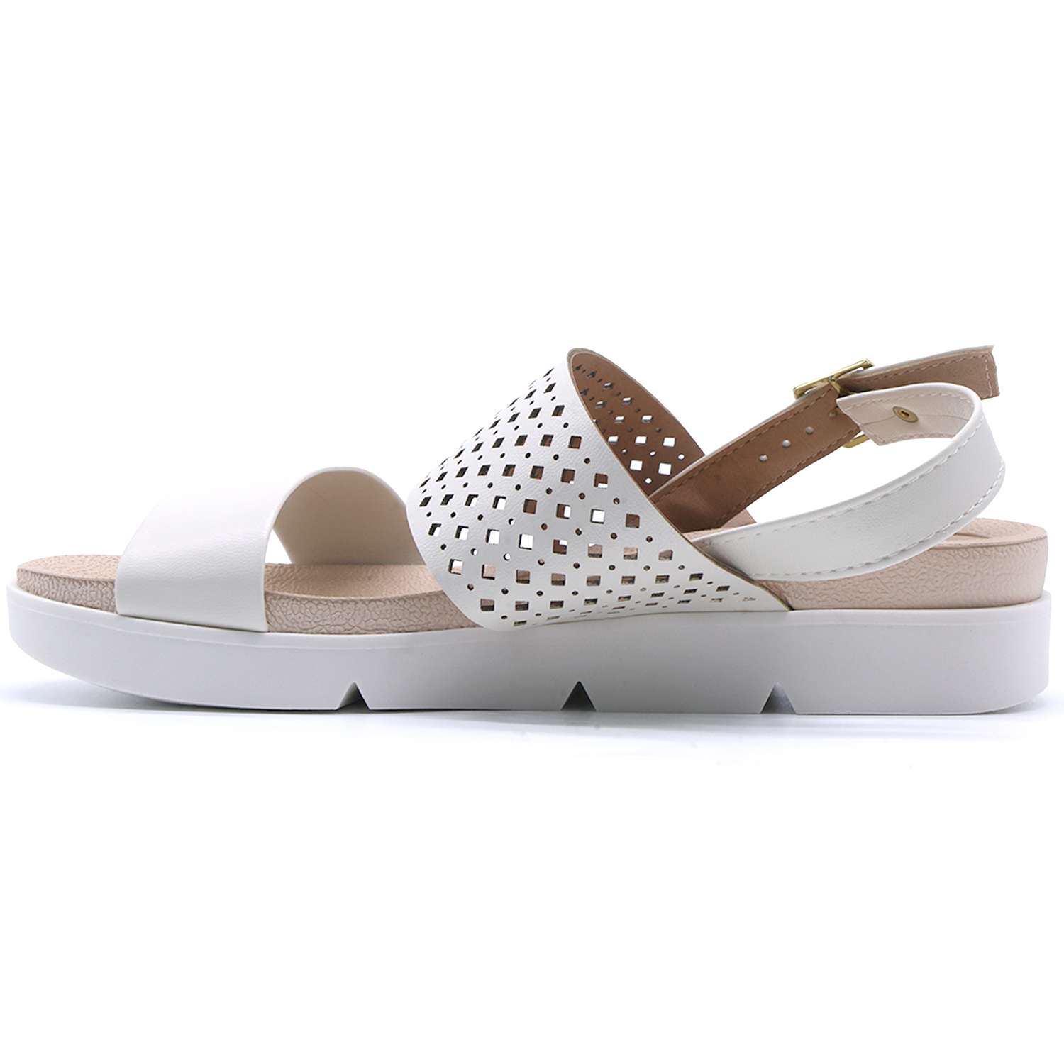 BR DBL STRAP WHITE SANDALS