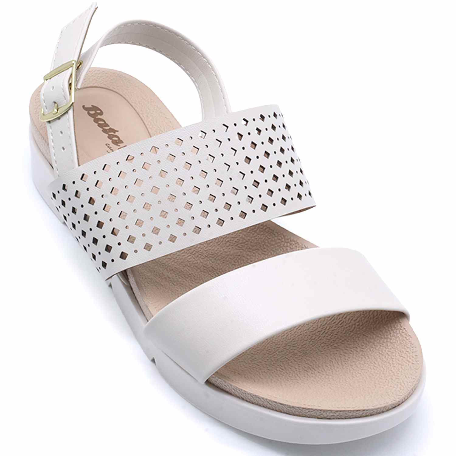 BR DBL STRAP WHITE SANDALS