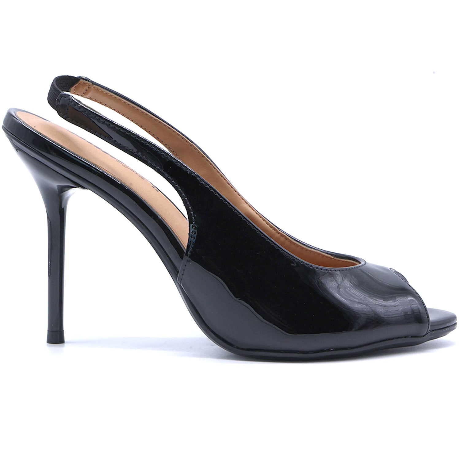 BR Black High Heel Peep-Toe Sandal