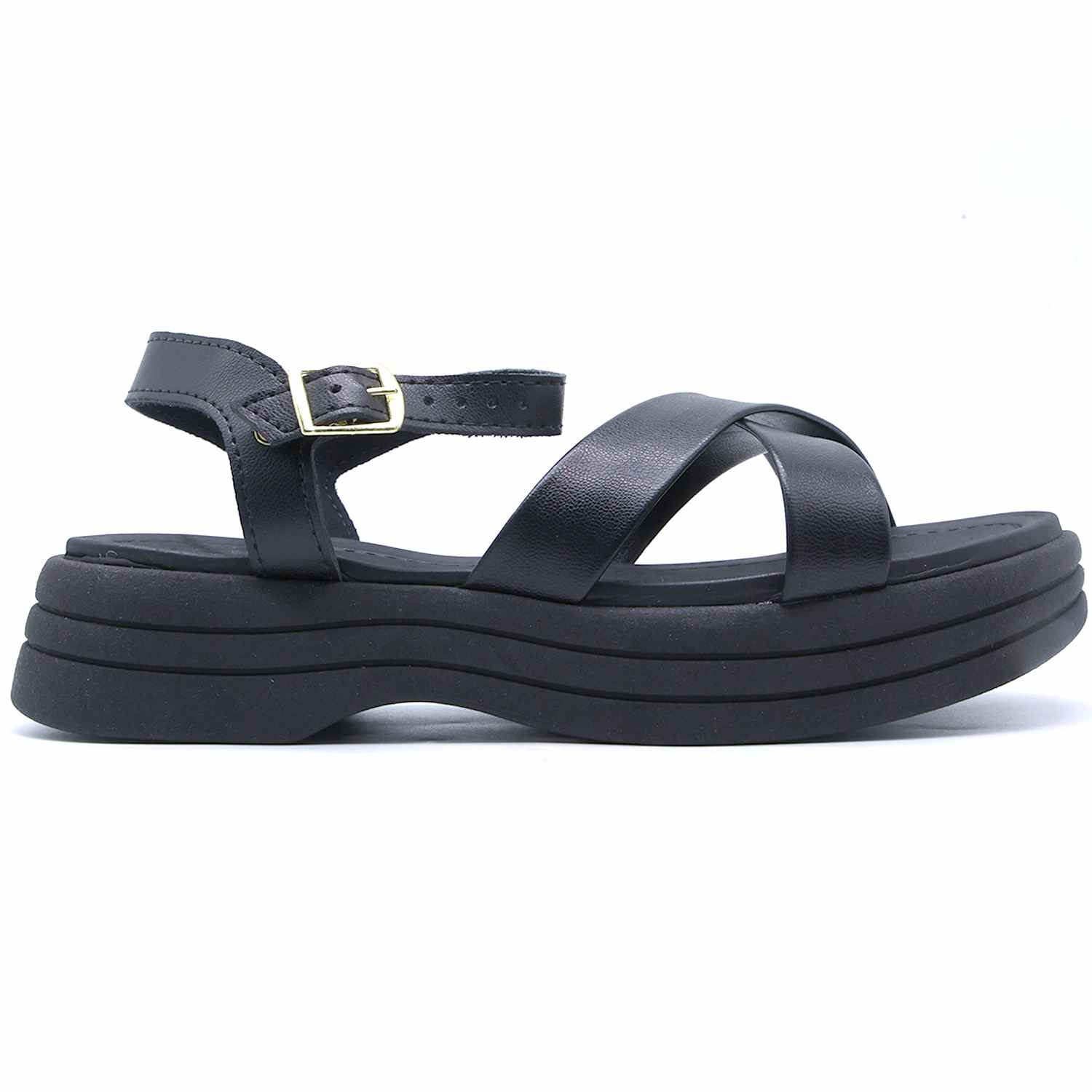 BR Chunky Black Crossover Sandals