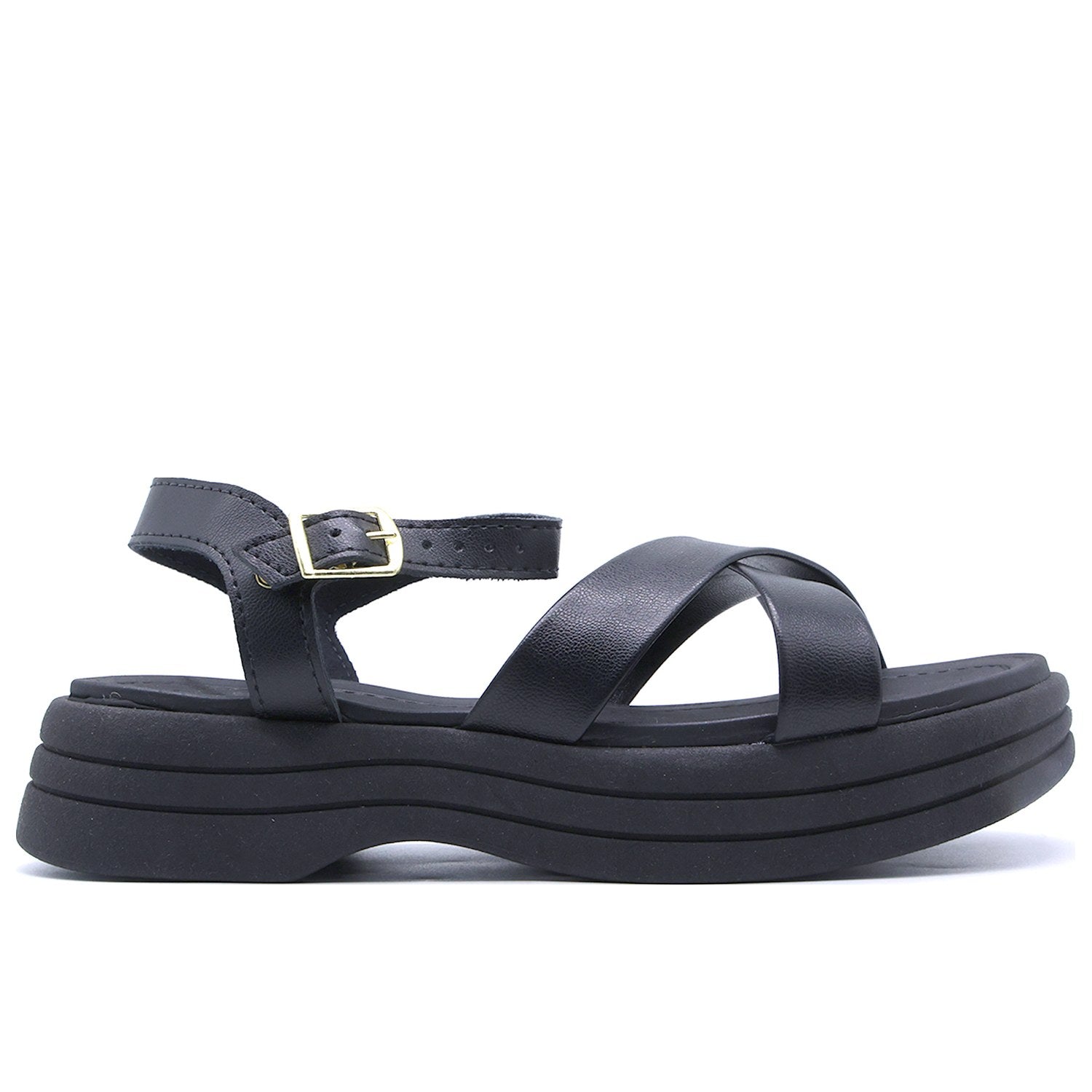 BR Chunky Black Crossover Sandals
