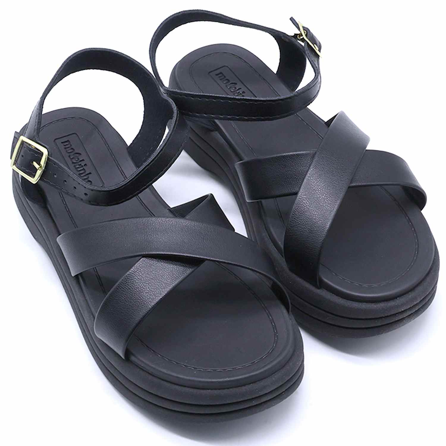 BR Chunky Black Crossover Sandals