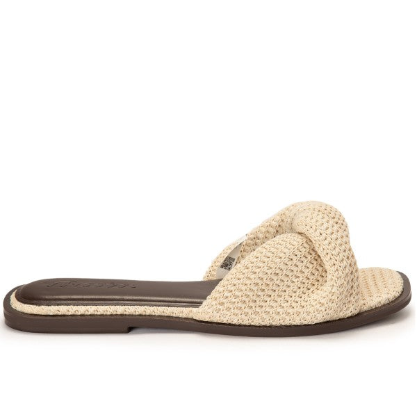 Woven Beige Slides