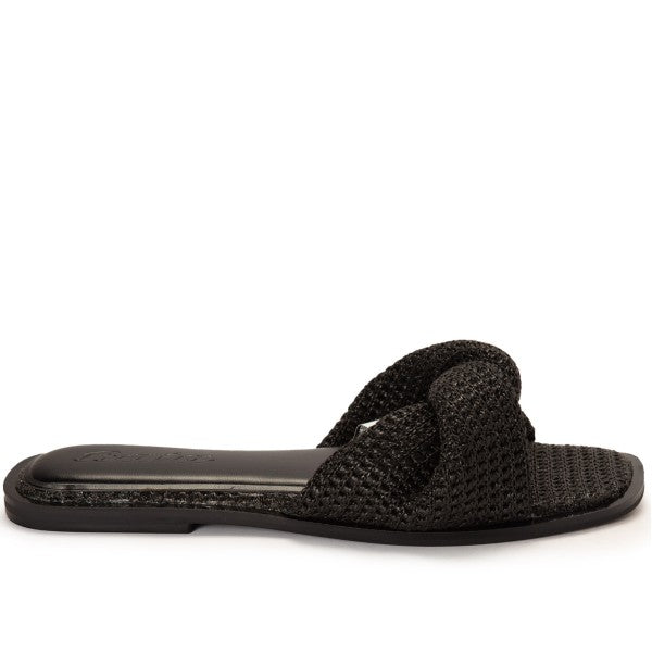 Woven Black Slides