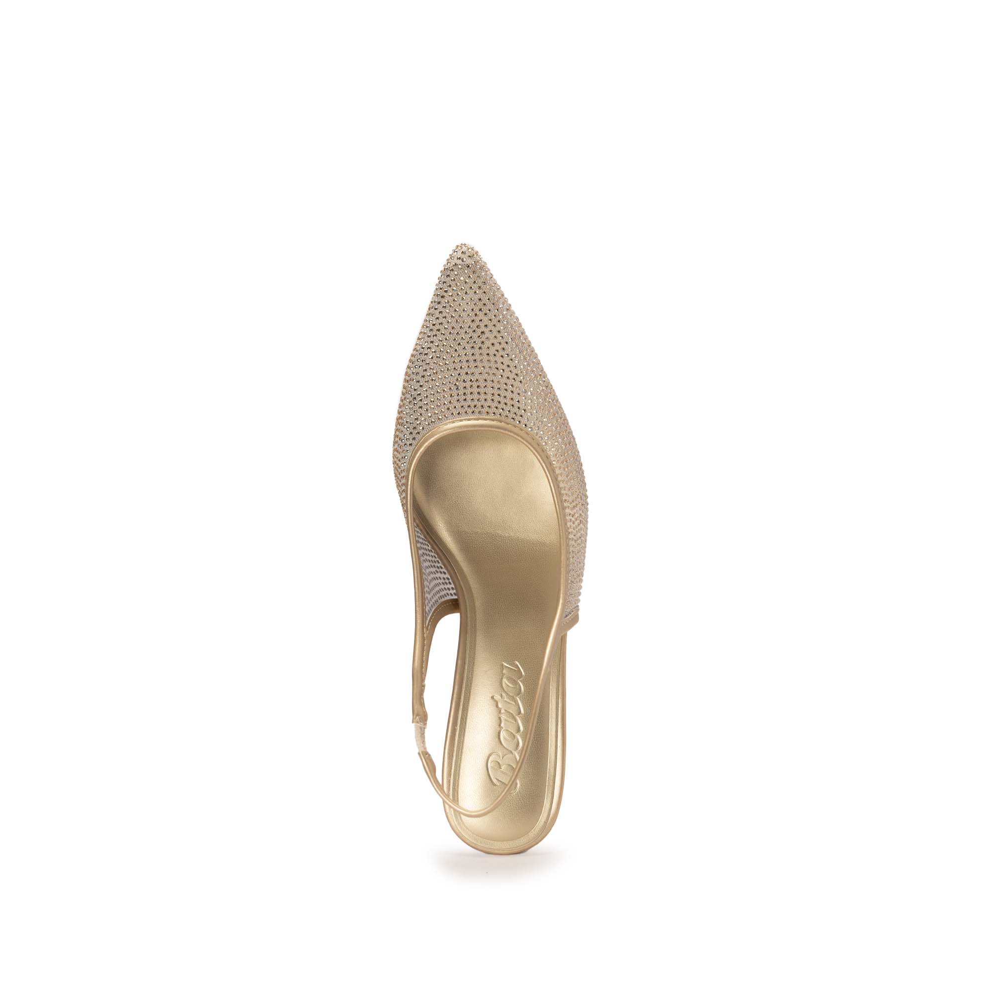 Gold Sparkle Mesh Slingbacks