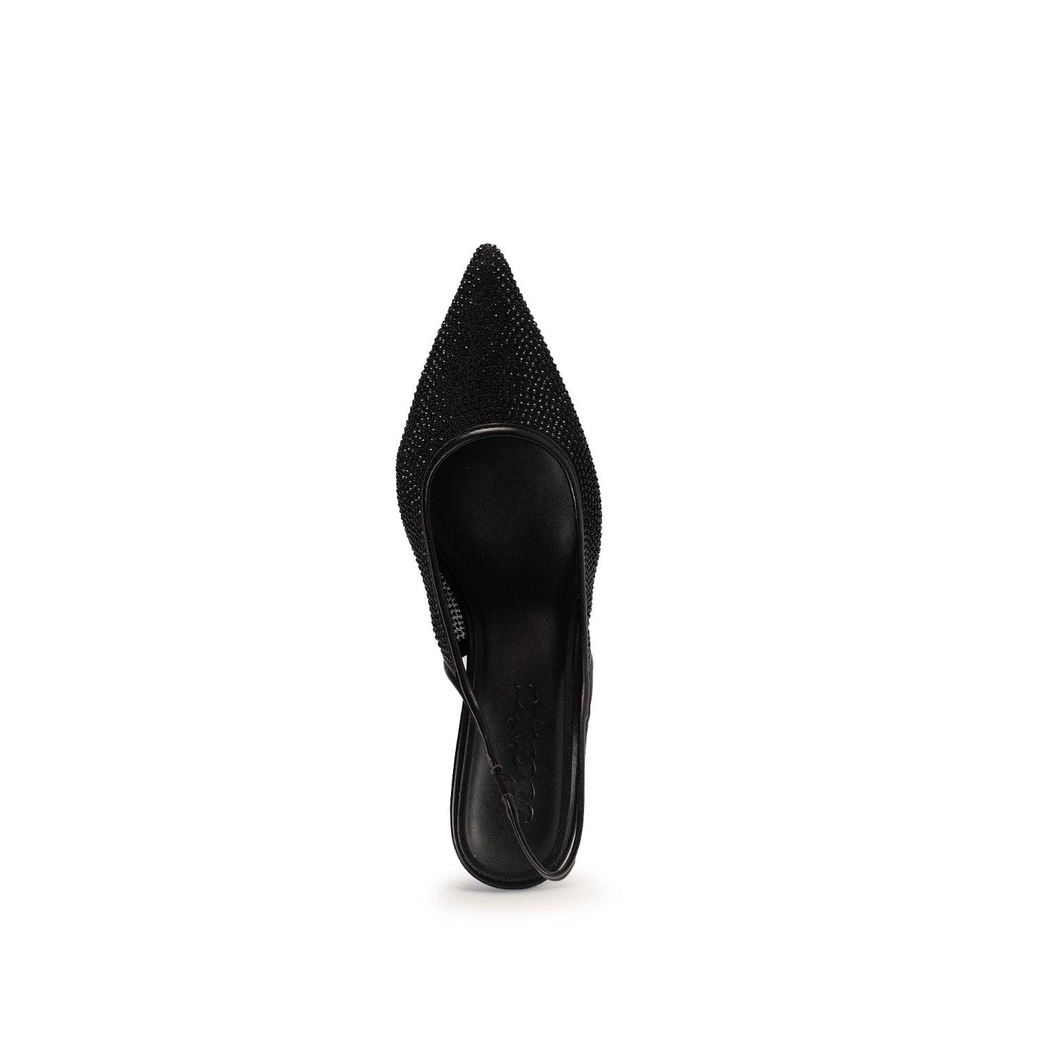 Black Sparkle Mesh Slingbacks