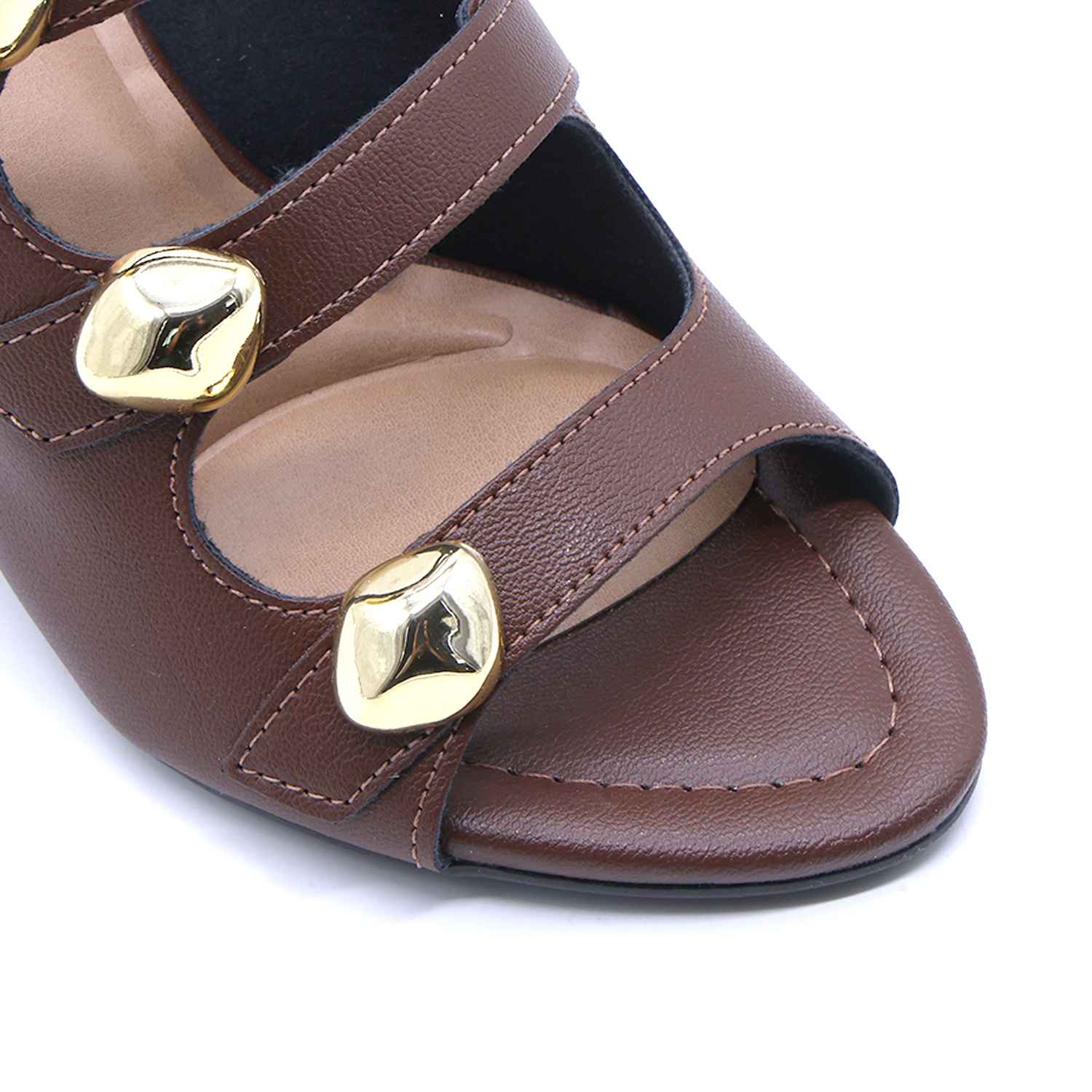 BR Brown Studded Multistrap Sandal