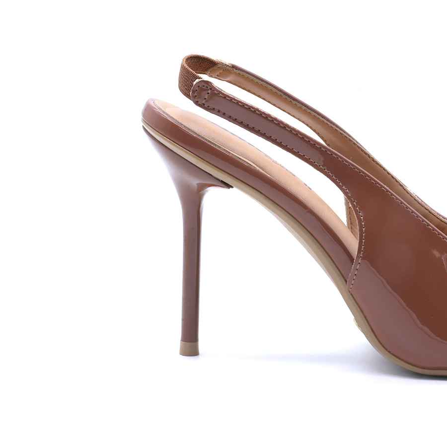 BR Brown High Heel Peep-Toe Sandal