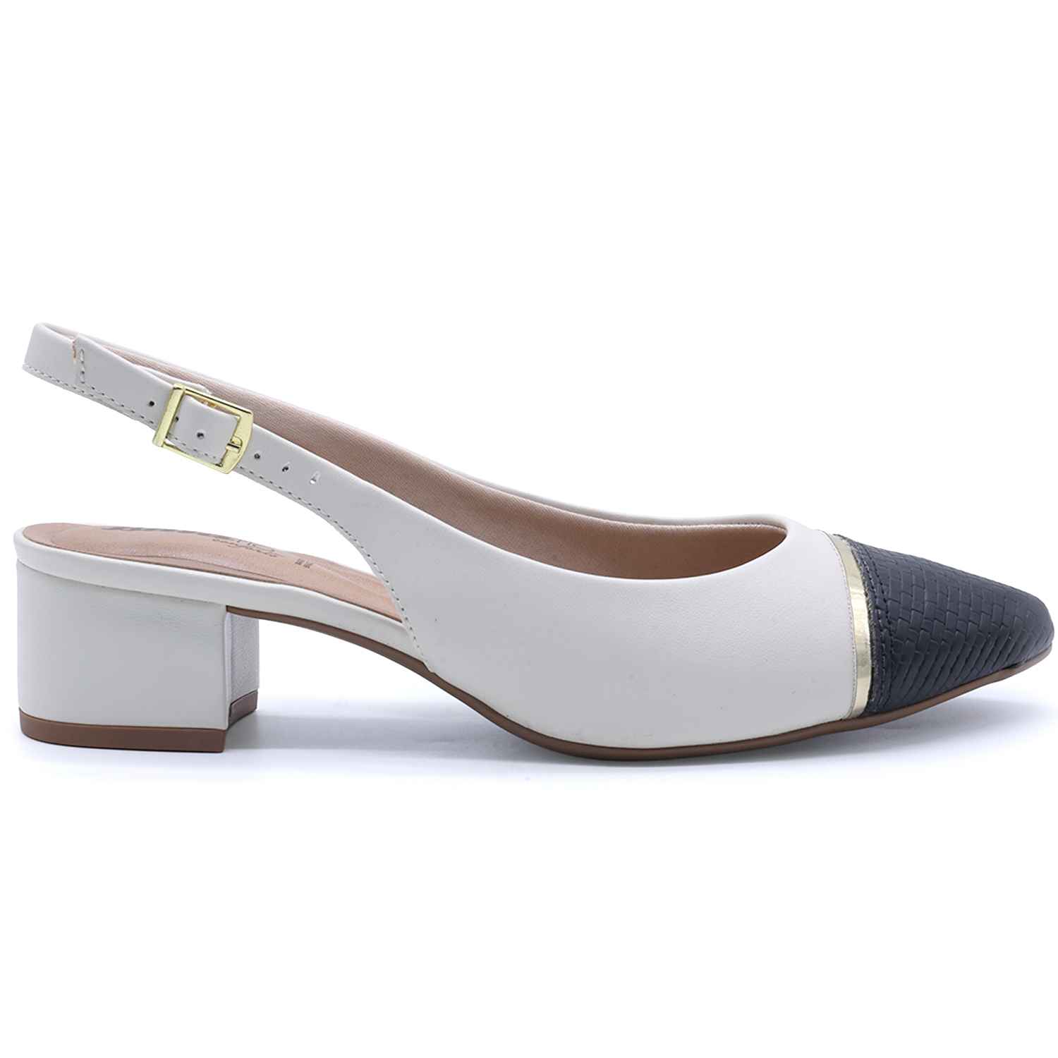 Br Low Two-Tone Block-Heel Slingbacks