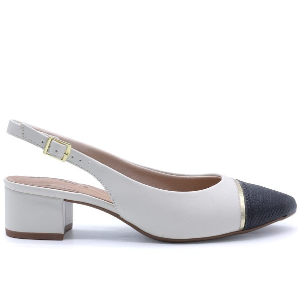 Br Low Two-Tone Block-Heel Slingbacks