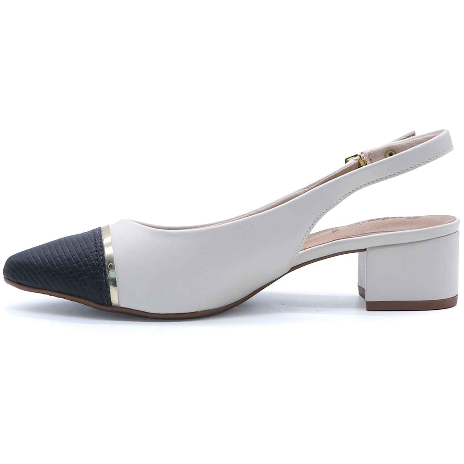 Br Low Two-Tone Block-Heel Slingbacks