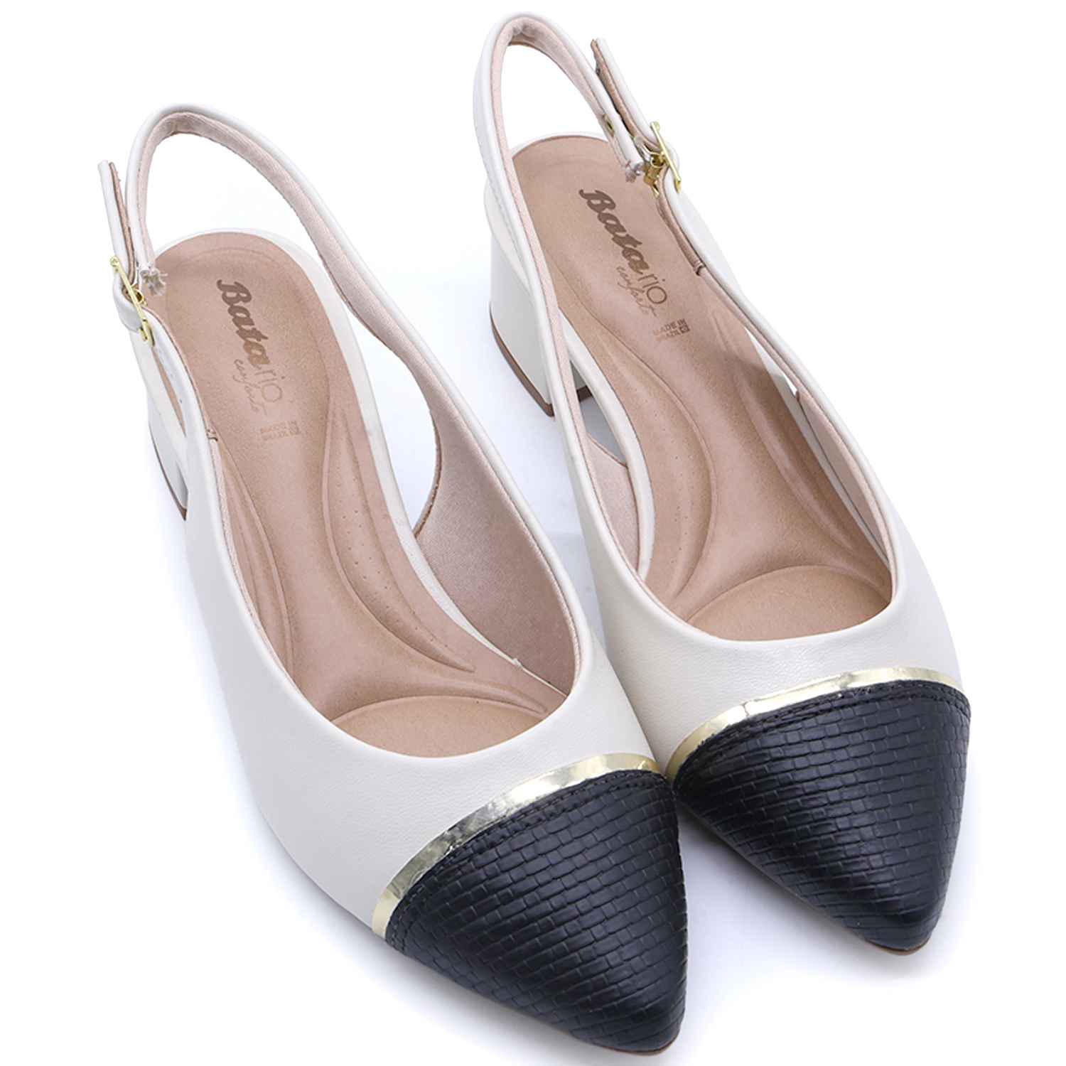 Br Low Two-Tone Block-Heel Slingbacks