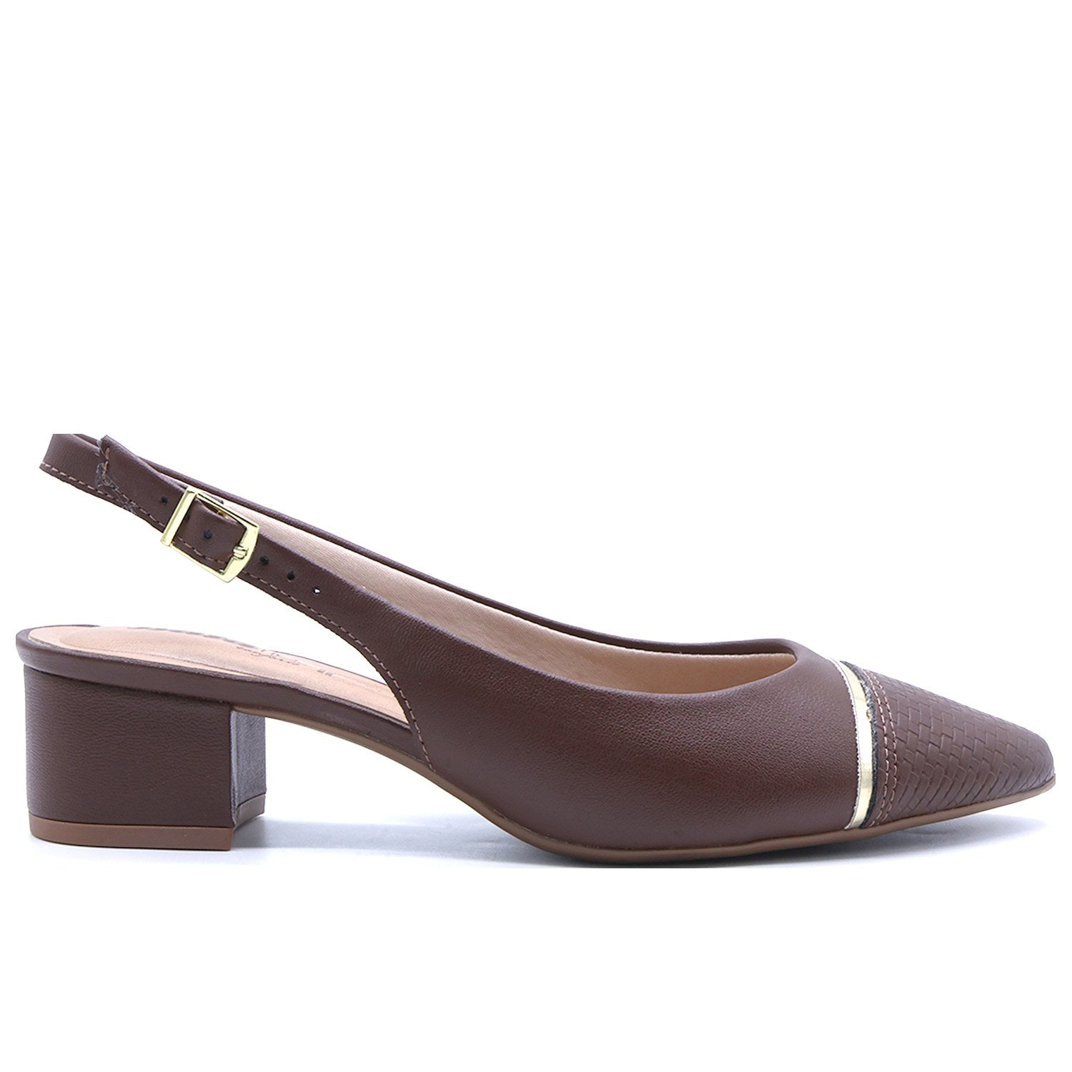 Br Low Brown Block-Heel Slingbacks