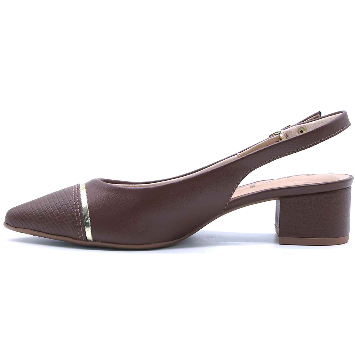 Br Low Brown Block-Heel Slingbacks