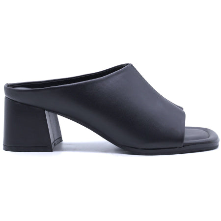Black Mid Peep-Toe Mule
