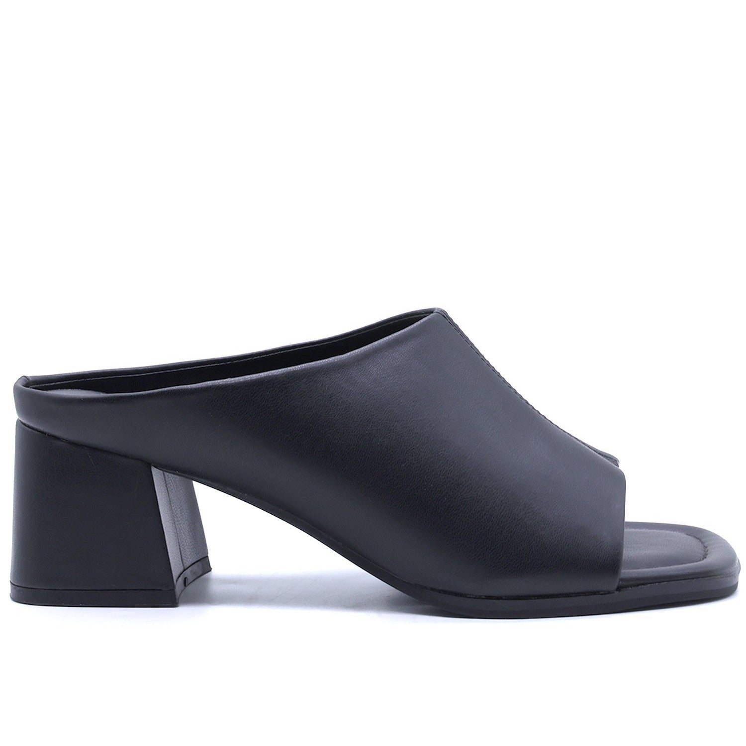 Black Mid Peep-Toe Mule
