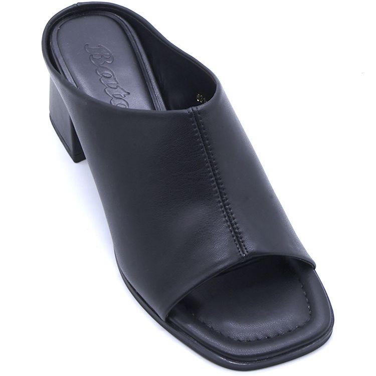 Black Mid Peep-Toe Mule