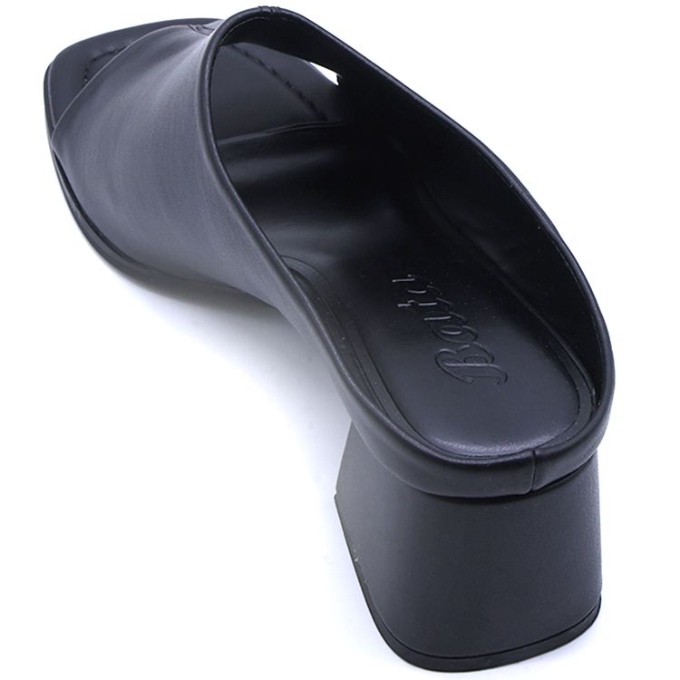 Black Mid Peep-Toe Mule
