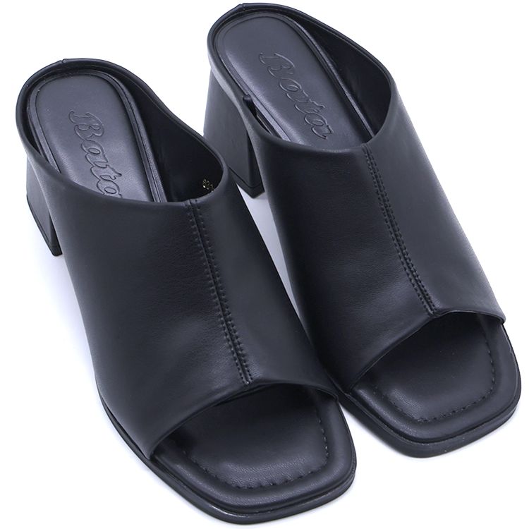 Black Mid Peep-Toe Mule