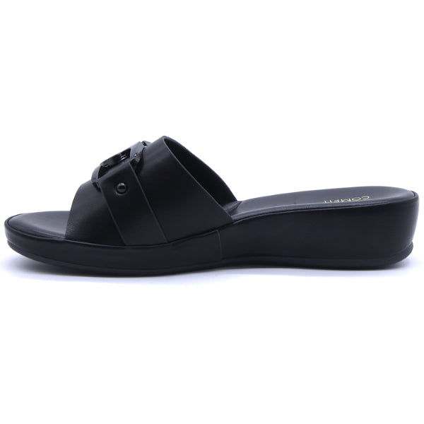 Comfit All Black Buckle Slipper