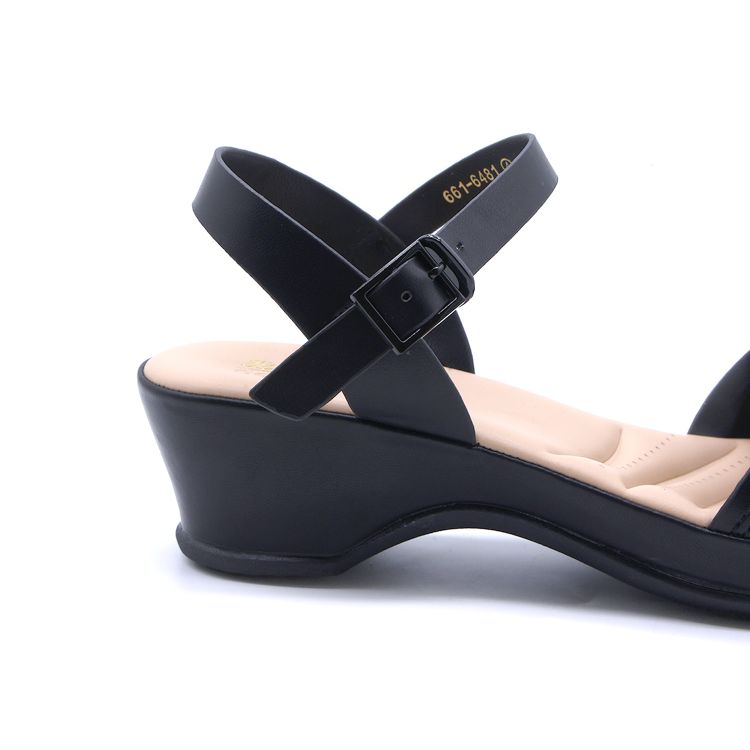 Comfit Black Wedge Sandal