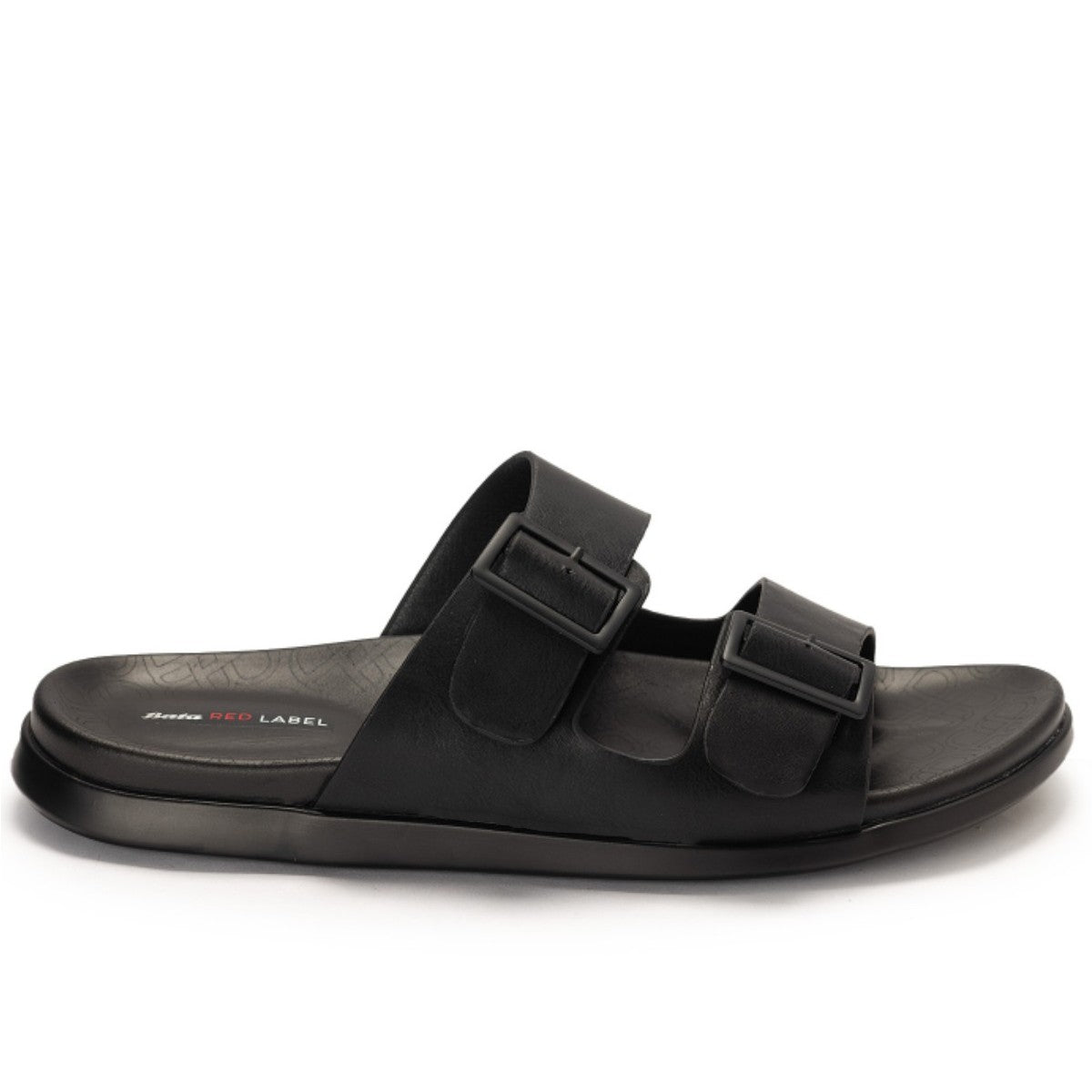 Black Buckled Slides