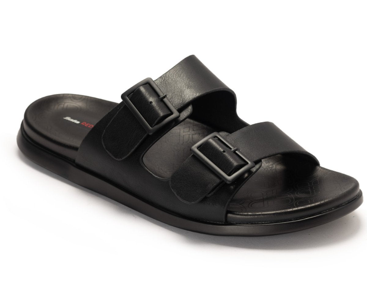 Black Buckled Slides