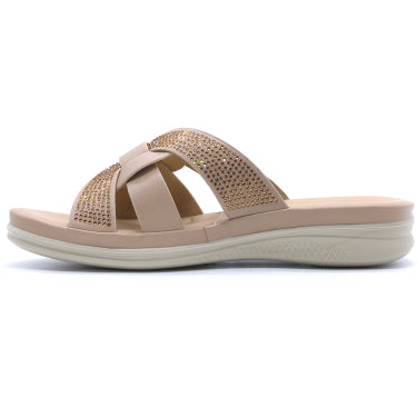 Comfit Embellished Beige Slides